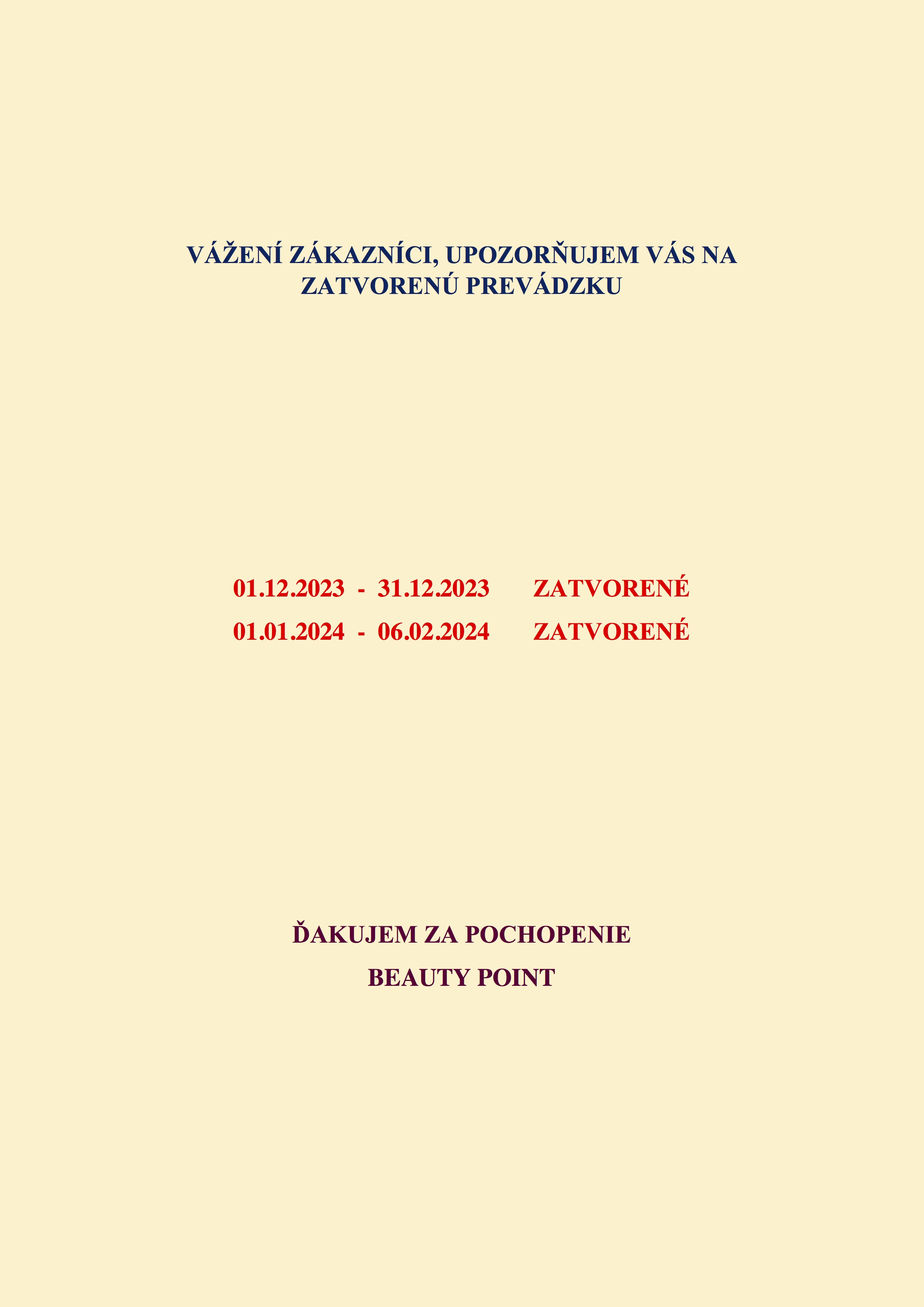 Otváracia doba 2023/2024